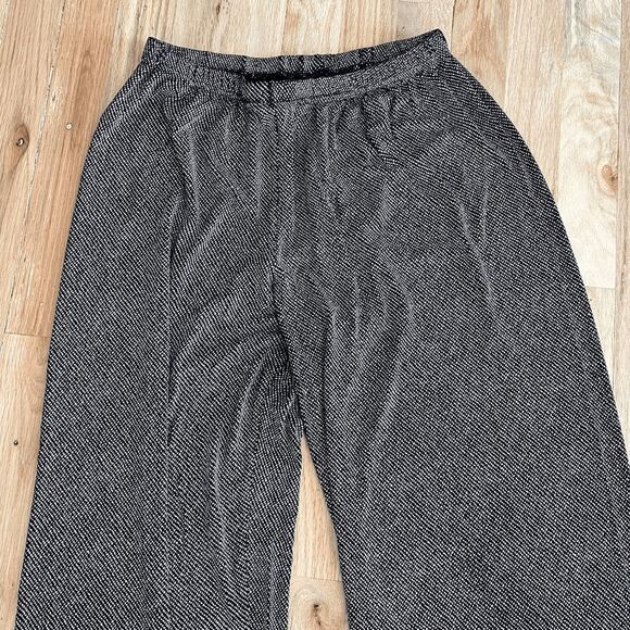 vtg 90s lounge straight leg stretch pants black white dotted slinky small medium - Picture 4 of 5